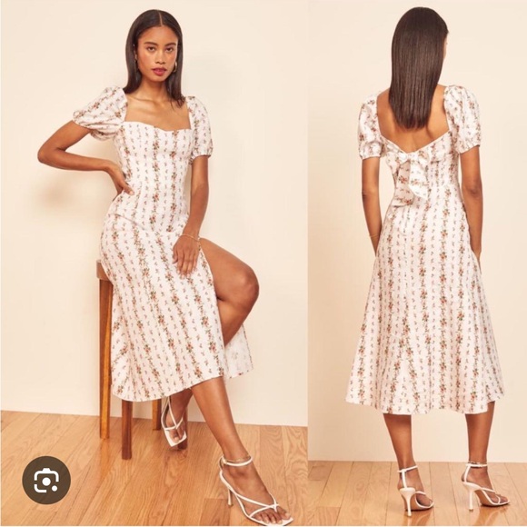 Reformation Denver linen midi dressing heath poppyseed - Picture 6 of 9